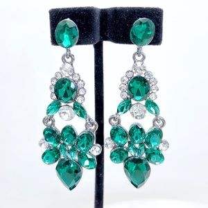 Prom Pageant Bridal Jewelry - Emerald Green Crystal Chandeliers Prom Pageant Wed Prom Pageant Bridal Jewelry - Emerald Green Crystal Chandeliers Prom Pageant Wed